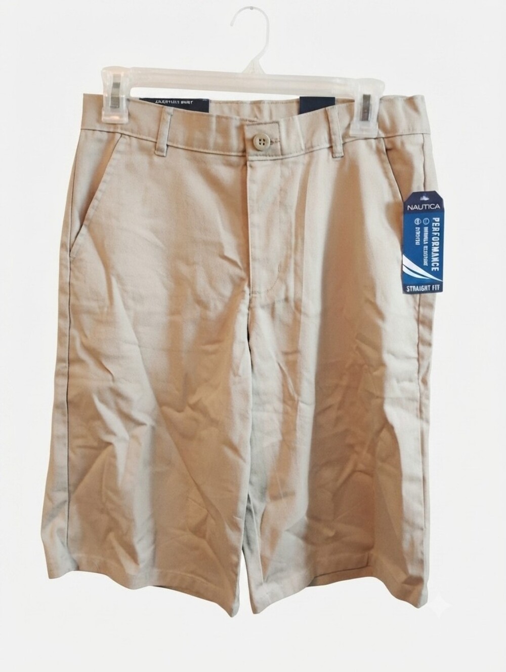 New Nautica Boys School Uniform Khaki Shorts Size 18 Regular Flat Front